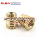 Brass knurled threaded insert nut for plastics