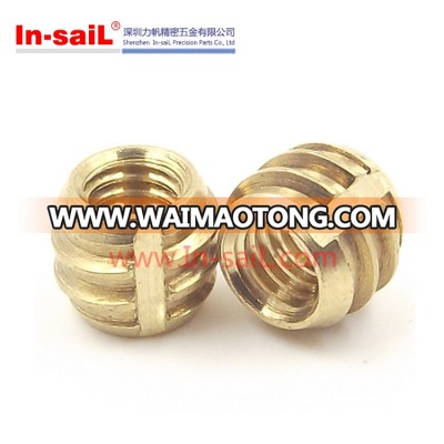 Brass threaded nut insert for plastic case