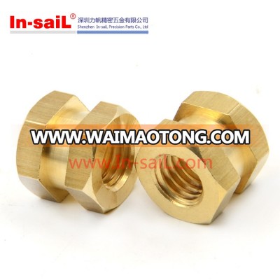 Brass knurled screw threaded insert nut for insert molding