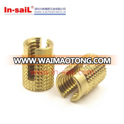 Press in brass threaded insert for power outlet box