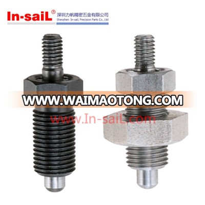 Stainless steel threaded adjustable indexing plunger pin without collar