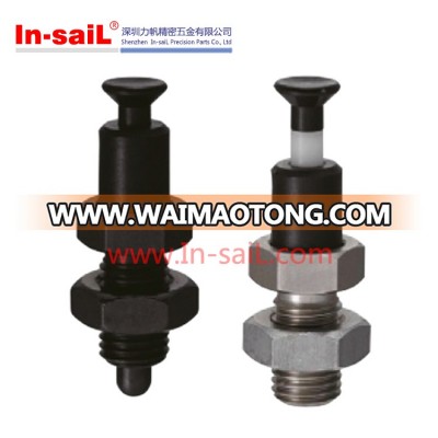 Black push button shaft pin thread screw indexing plungers with lock nut